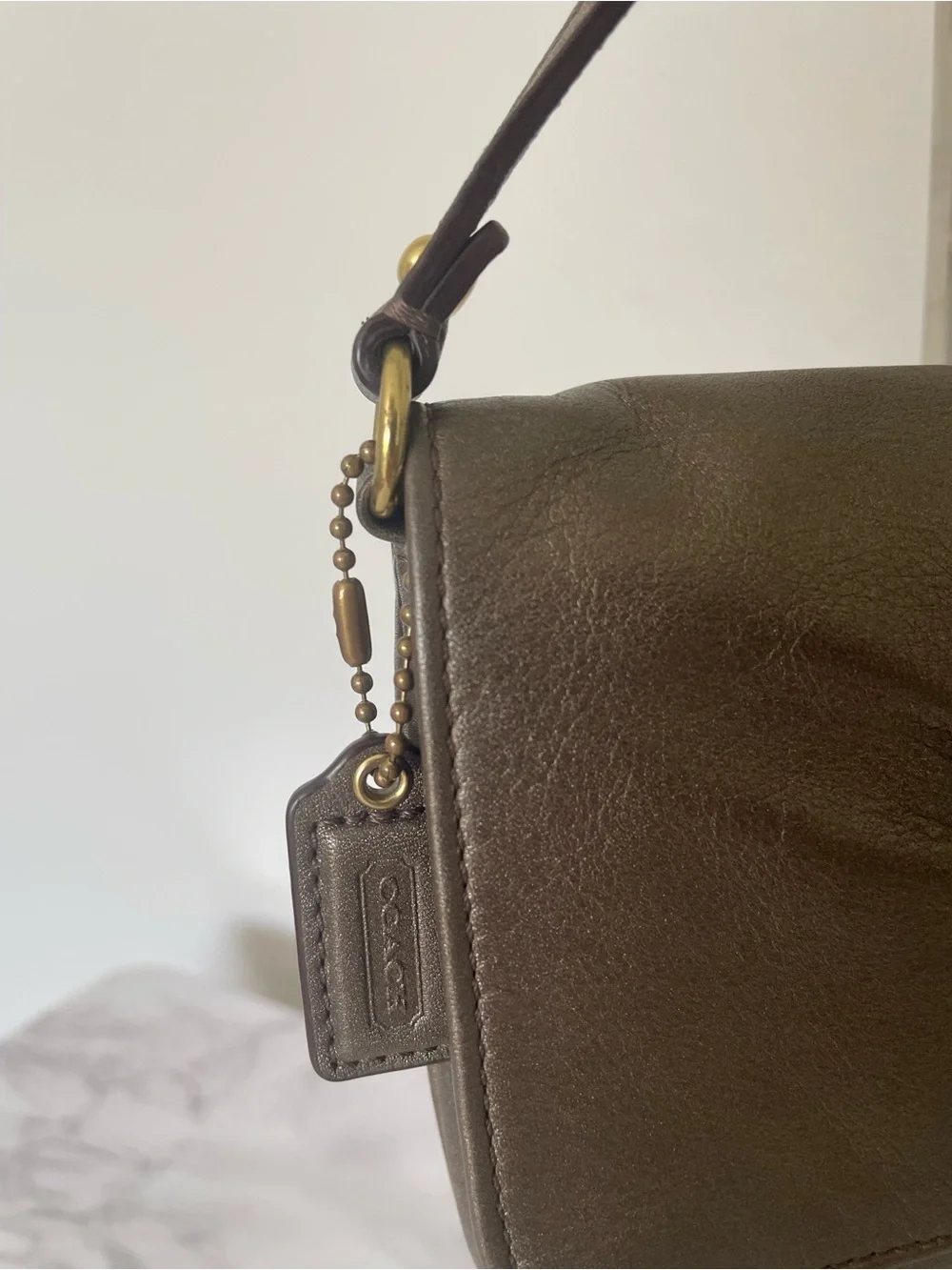 Coach Ashley Metallic Bronze Leather Large Flap Wristlet/Clutch
